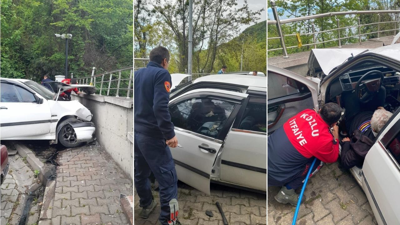Kozlu'da sıkışmalı kaza: Sürücüyü itfaiye çıkardı