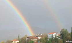 Çift gökkuşağı çıktı... Görenler büyülendi...