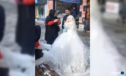 Gelin ve damat büyük ilgi gördü...