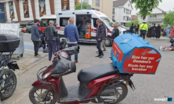 Motosiklet yayaya çarptı... 2 kişi yaralandı...