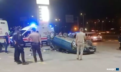 Otomobil ile çarpışıp ters döndü...