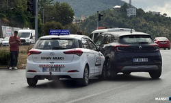 Sürücü adayı, ehliyeti alamadan kazaya karıştı...