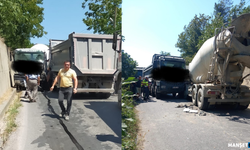 Kamyon, beton mikseri ile kafa kafaya çarpıştı…