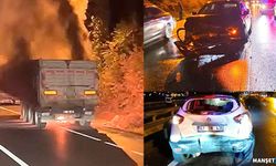 TIR yangını kazaya neden oldu… Yaralılar var…