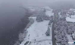 Beyaz örtüyle kaplandı... Dron ile görüntülendi...