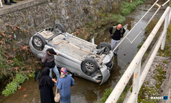 Hakimiyetini kaybetti... Dereye uçtu...