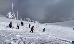 Sömestr tatilinde kayak merkezi yoğun geçiyor...