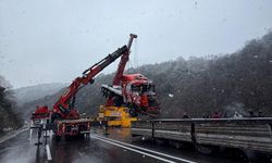 Sac yüklü TIR 25 metreden uçuruma yuvarlandı