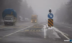 Bolu Dağı'nda hafif kar yağışı ve sis...