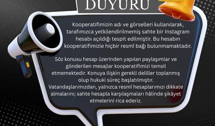 Kdz. Ereğli Kadın Gücü Kooperatifi’nden Sahte Hesap Uyarısı
