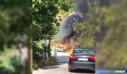 Sahilde park halindeki otomobil yandı…