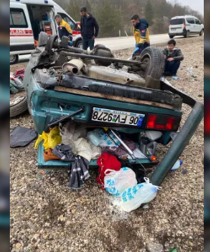 Otomobil takla attı... 4 kişi yaralandı...