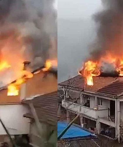 2 katlı evin çatısı alevlere teslim oldu…