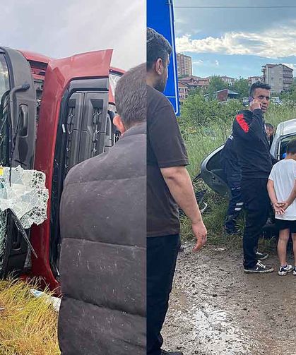 Feci kaza… TIR devrildi… Otomobile çarptı…