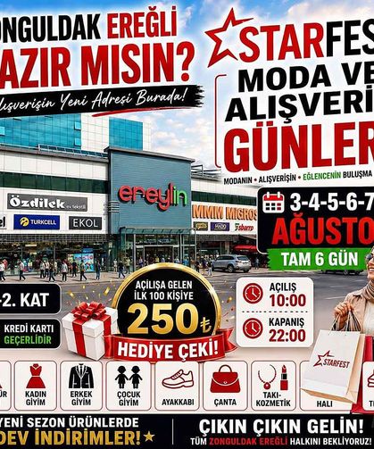 Ereğli’de Yeni Alışveriş Adresi: Starfest Açılıyor