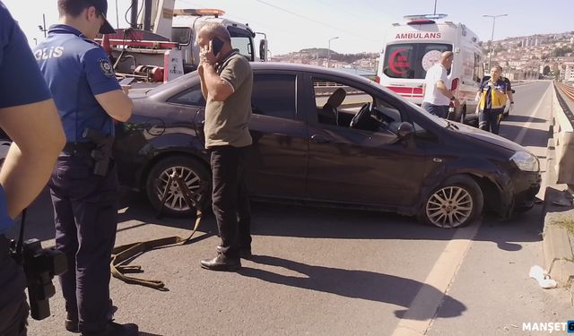 Direksiyon hakimiyetini kaybetti.. Bariyerlere çarptı...