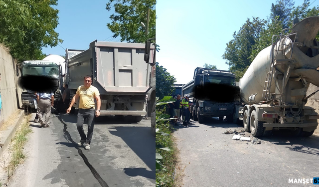 Kamyon, beton mikseri ile kafa kafaya çarpıştı…