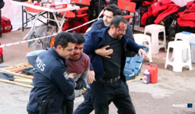 Tatbikatta, yaralı yakınlarının feryatları gerçeği aratmadı