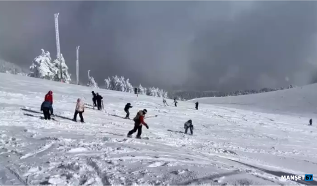 Sömestr tatilinde kayak merkezi yoğun geçiyor...