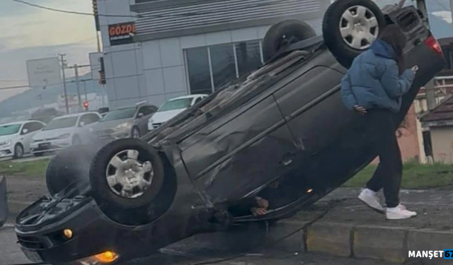 Otomobil ile takla attılar... Kendi imkanları ile...