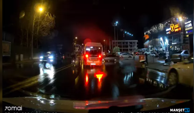 Halk otobüsünün motosiklete çarptığı kaza... 1 yaralı...