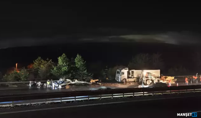 Kamyon ile TIR’ın çarpıştığı kaza nedeniyle ulaşım aksadı...