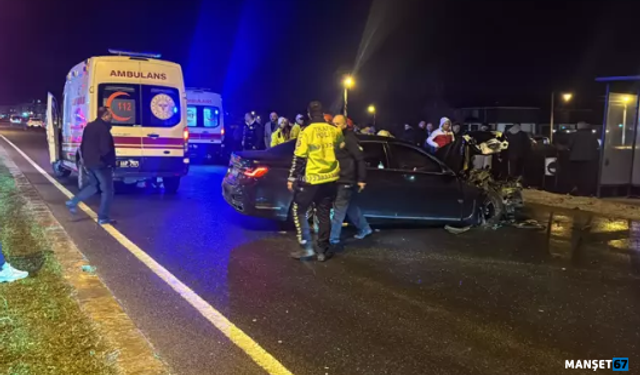 Otomobilin çarptığı özel halk otobüsü devrildi: 5 yaralı