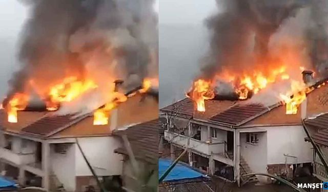 2 katlı evin çatısı alevlere teslim oldu…