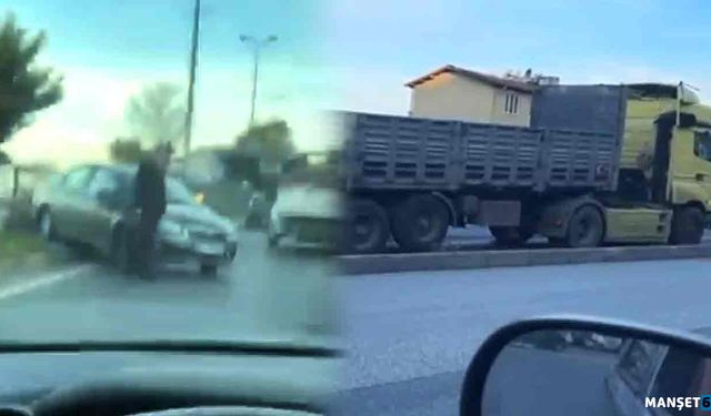 Tır otomobile çarptı: Araç refüje çıktı