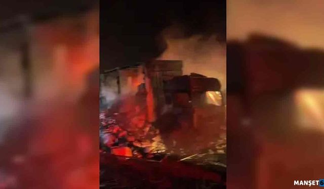 TIR yanarak kullanılamaz hale geldi…