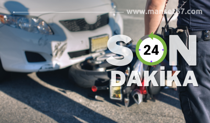 Motosiklet ile otomobil çarpıştı... Sürücü yaralandı...