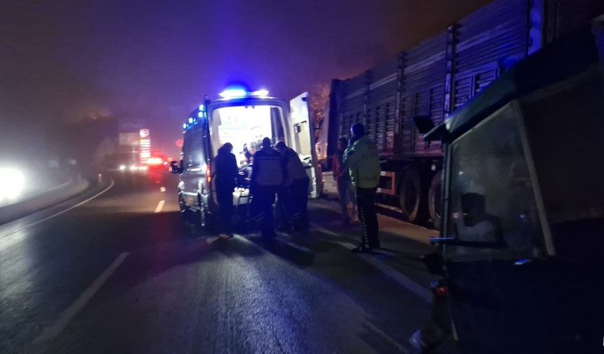 Patpat park halindeki  TIR'a çarptı... 1 yaralı...