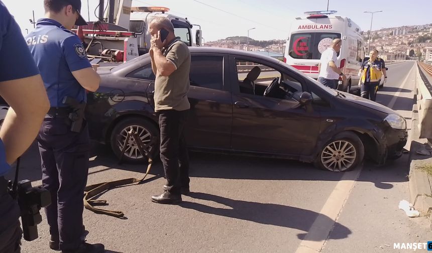 Direksiyon hakimiyetini kaybetti.. Bariyerlere çarptı...