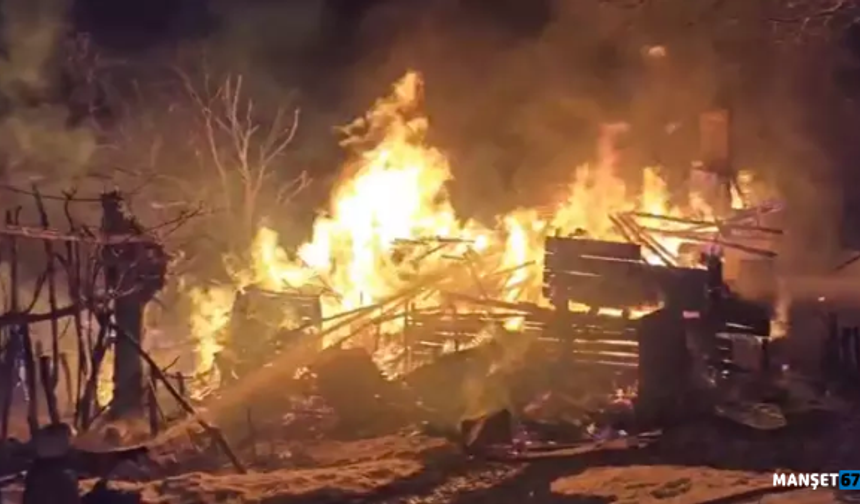 2 katlı ahşap ev yandı; 1 yaralı...