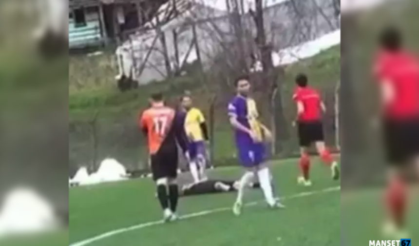 Amatör lig maçında, futbolcunun dili boğazına kaçtı...