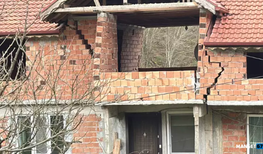 Toprak kayması... 3 evde çatlaklar oluştu...