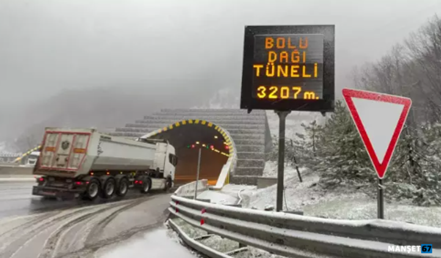 Anadolu Otoyolu geçişinde kar yağışı etkili oldu...