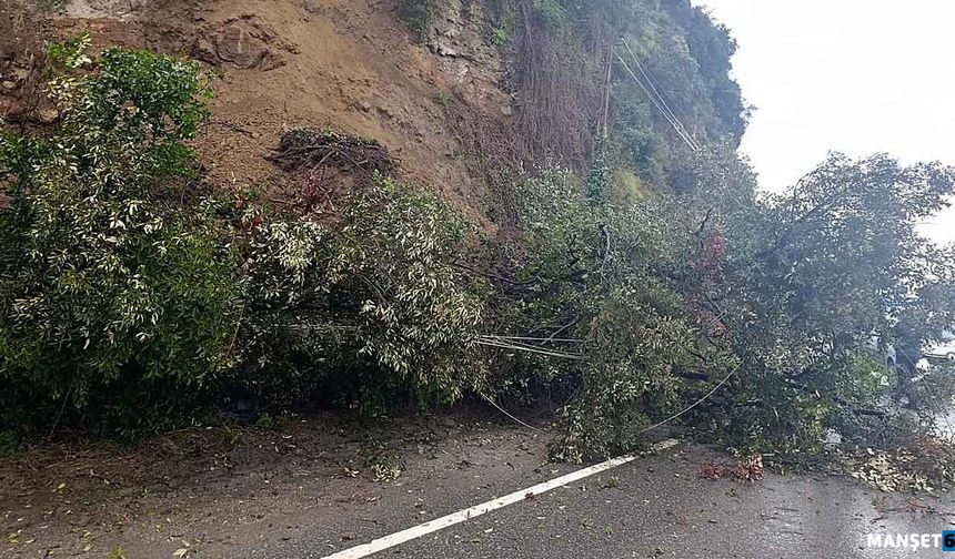 Yağmur heyelana neden oldu… Yolu kapattı…