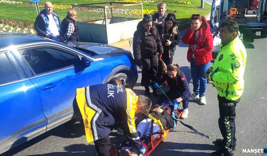 Otomobil motosiklet ile çarpıştı…