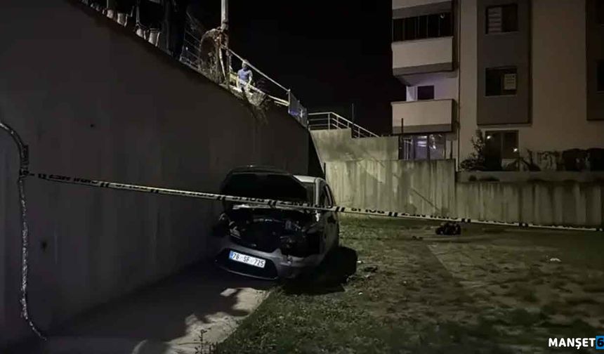 4 metre yükseklikten apartman bahçesine düştü...