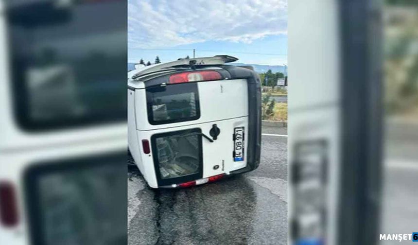 Devrilen araçta sıkışan sürücü yaralandı…