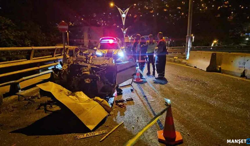 Feci kaza...Beton bariyere ve otomobile çarpıp takla attı...