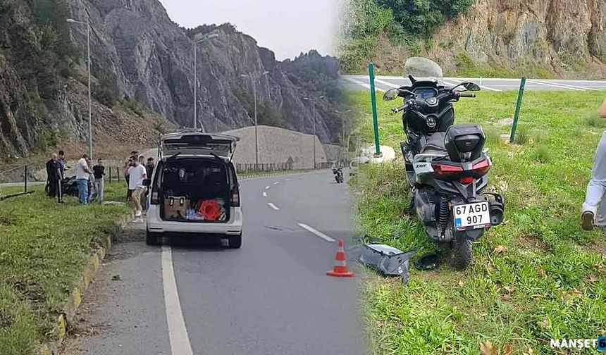Yoldan çıktı… Motosikleti ile refüje uçtu…