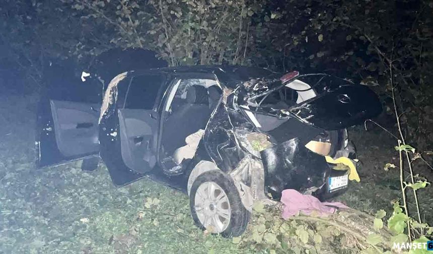 30 metreden fındık tarlasına uçtu...