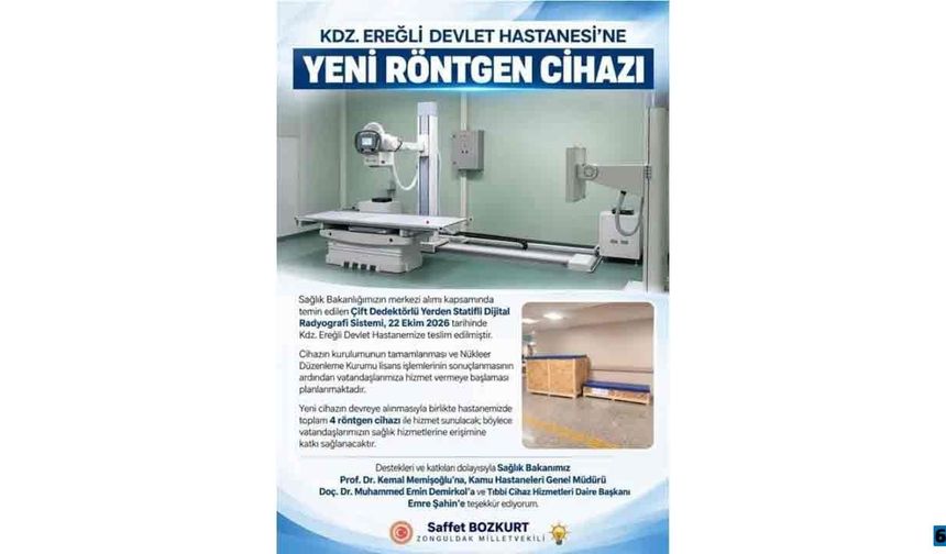 Devlet Hastanesi’ne yeni röntgen cihazı…